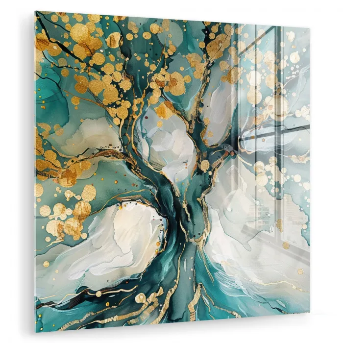 Boom - Modern - Verflook - Turquoise - Goud plexiglas 5mm klein -zzzproduct_nieuw