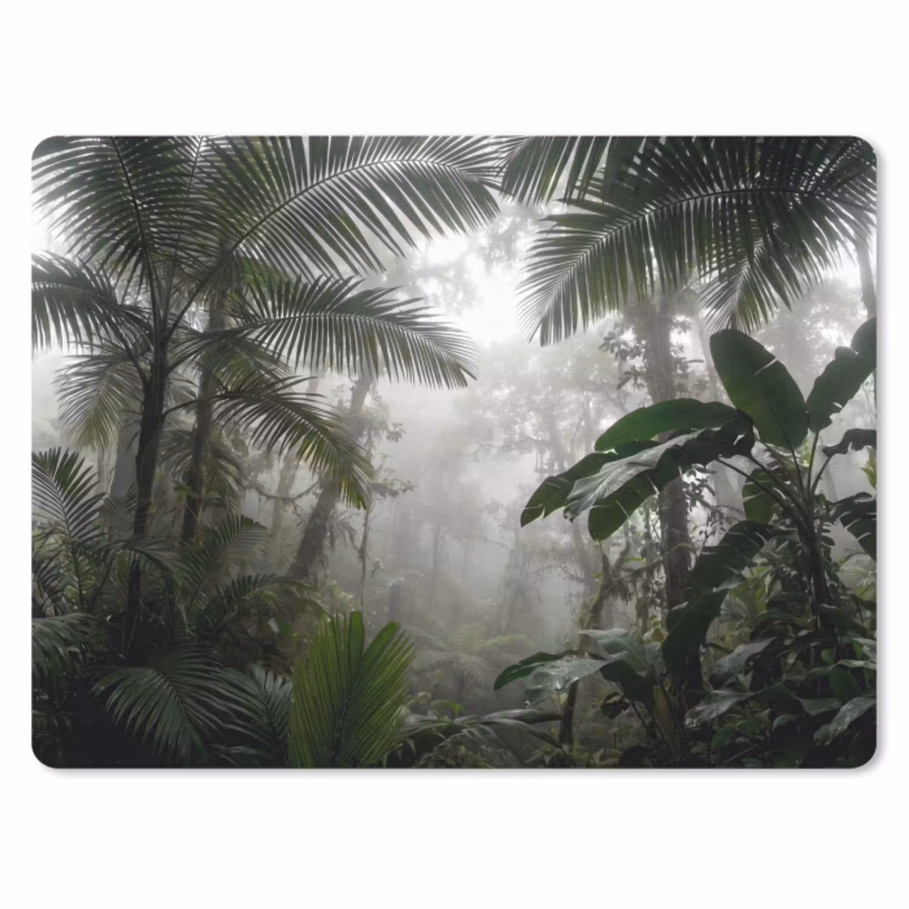 Natuur - Jungle - Mist - Groen - Bladeren muismat rubber klein -3d