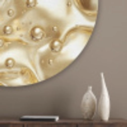 Vloeibaar - Druppels - Goud Akoestische PET Vilt - Rond klein 838 -sfeer5_closeup