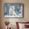 Wolf - Pup - Sneeuw Textielframe zwart klein -sfeer1