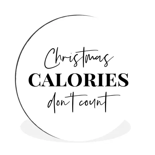 Kerst quote - Winter - Christmas calories - Wit Wandcirkel aluminium klein -3d