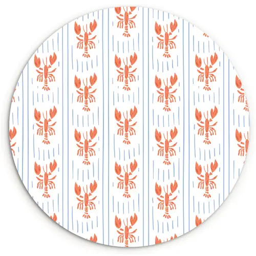 Zee - Kreeft - Oranje - Blauw Wandcirkel kunststof plaat 5mm dik klein 188 -3d
