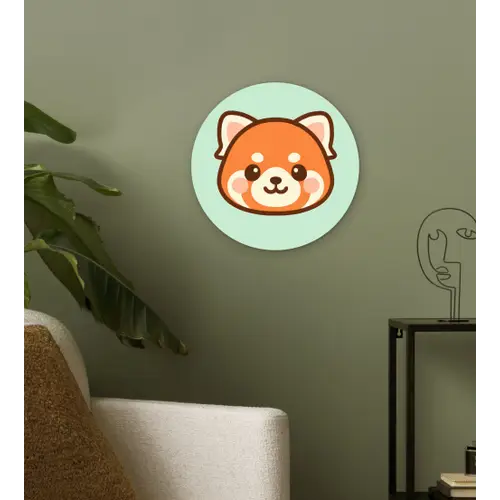 Rode panda - Groen - Cartoon Wandcirkel kunststof plaat 5mm dik klein -sfeer3