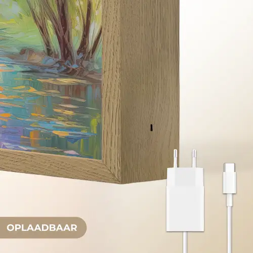 Olieverf - Landschap - Natuur - Kleurrijk Light Box met batterij (Wandlamp) middel -USP_websiteoplaadbaarNL