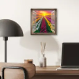Doorkijk - Bloemen - Tulpen - Kleurrijk - Zonsondergang aluminium wit klein -sfeer5