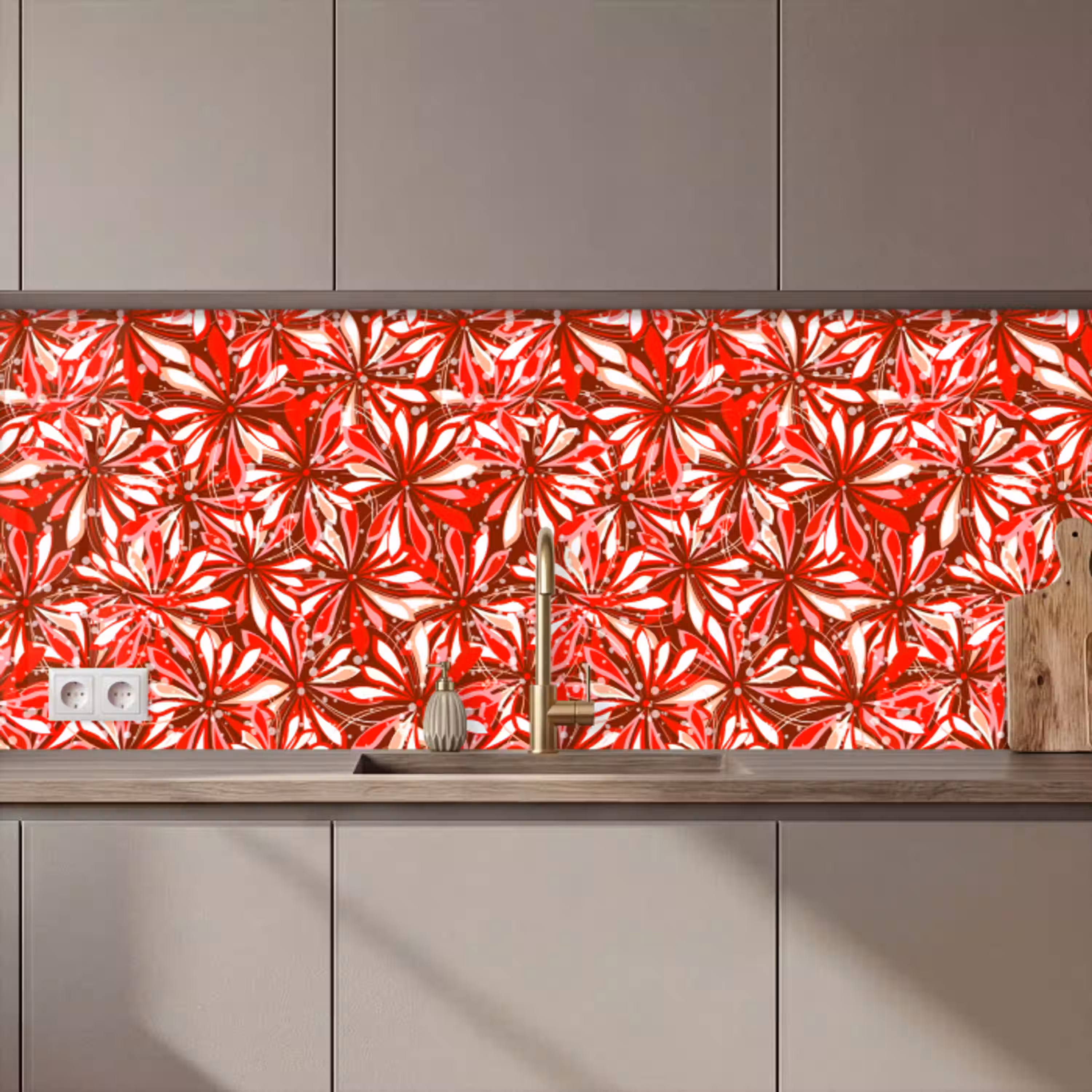 Bloesem - Rood - Patronen - Bloemen keuken achterwand 2 middel 871 zz_3dshopping
