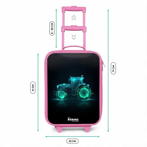 Neontractor op zwarte ondergrond Kinderkoffer - Roze klein -productfoto_formaten