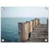 Houten steiger - Helderblauwe lucht tuinposter los doek klein -3d