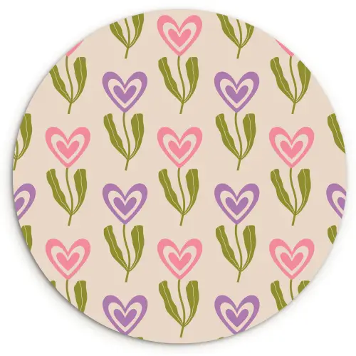 Bloemen - Hartjes - Patroon Wandcirkel plexiglas klein 852 -3d