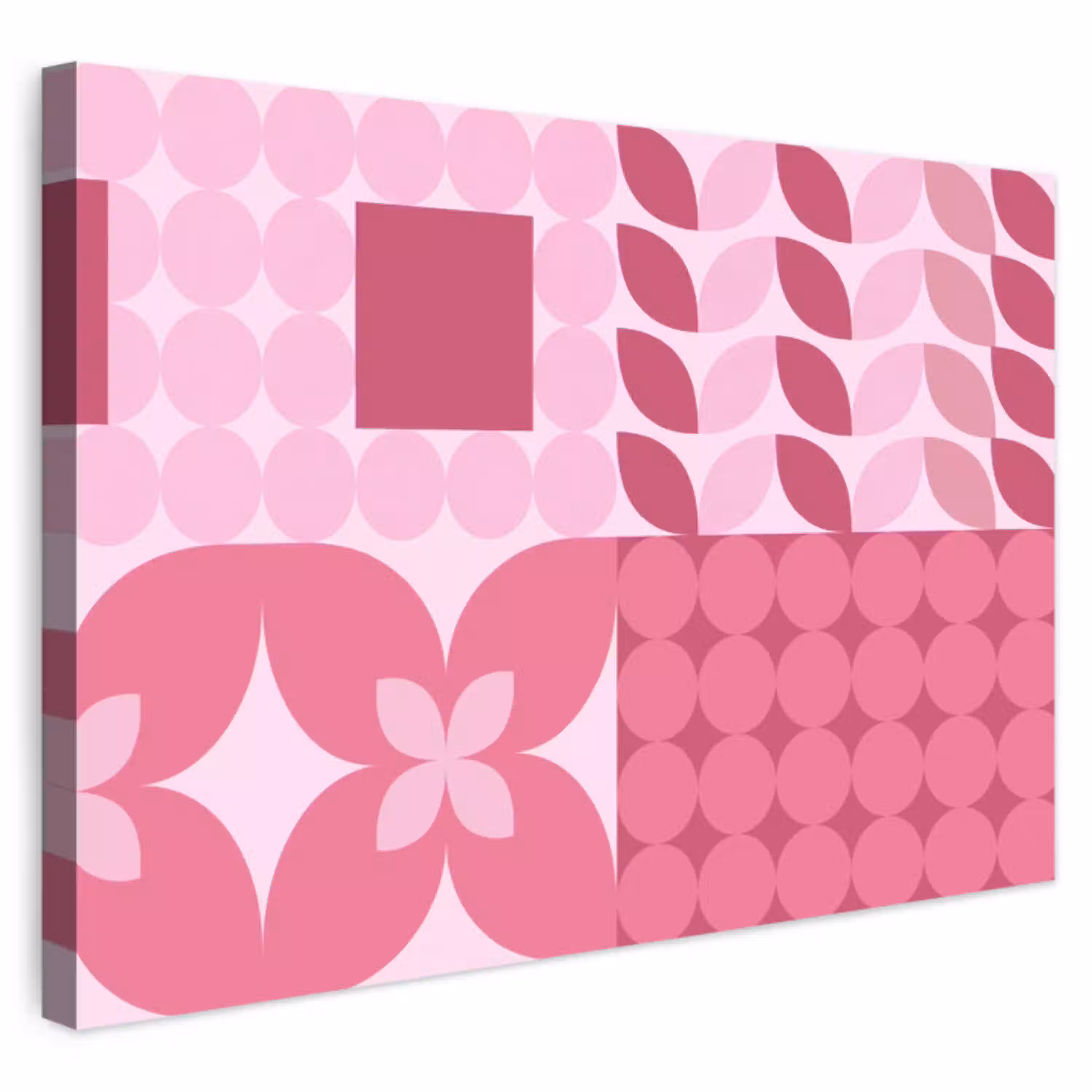 Abstract - Geometrisch - Patroon - Modern - Roze Tuinposter op houten frame 2 cm dik klein -3d
