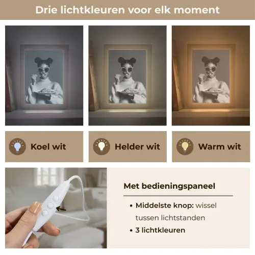 Vrouw - Pasta - Zonnebril Light Box met kabel (Tafellamp) klein -USP_lichtkleurNL