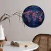 Wereldkaart - Futuristisch - Oranje Wandcirkel behangsticker klein -sfeer3