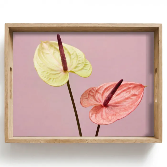 Bloemen - Anthuriums - Geel - Roze Dienblad Rechthoek middel -z3d_shopping