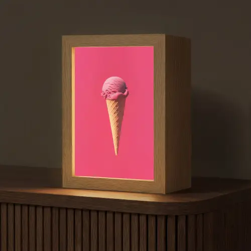 Schepijs - Roze - Hoorntje Light Box met kabel (Tafellamp) klein -z3d_website