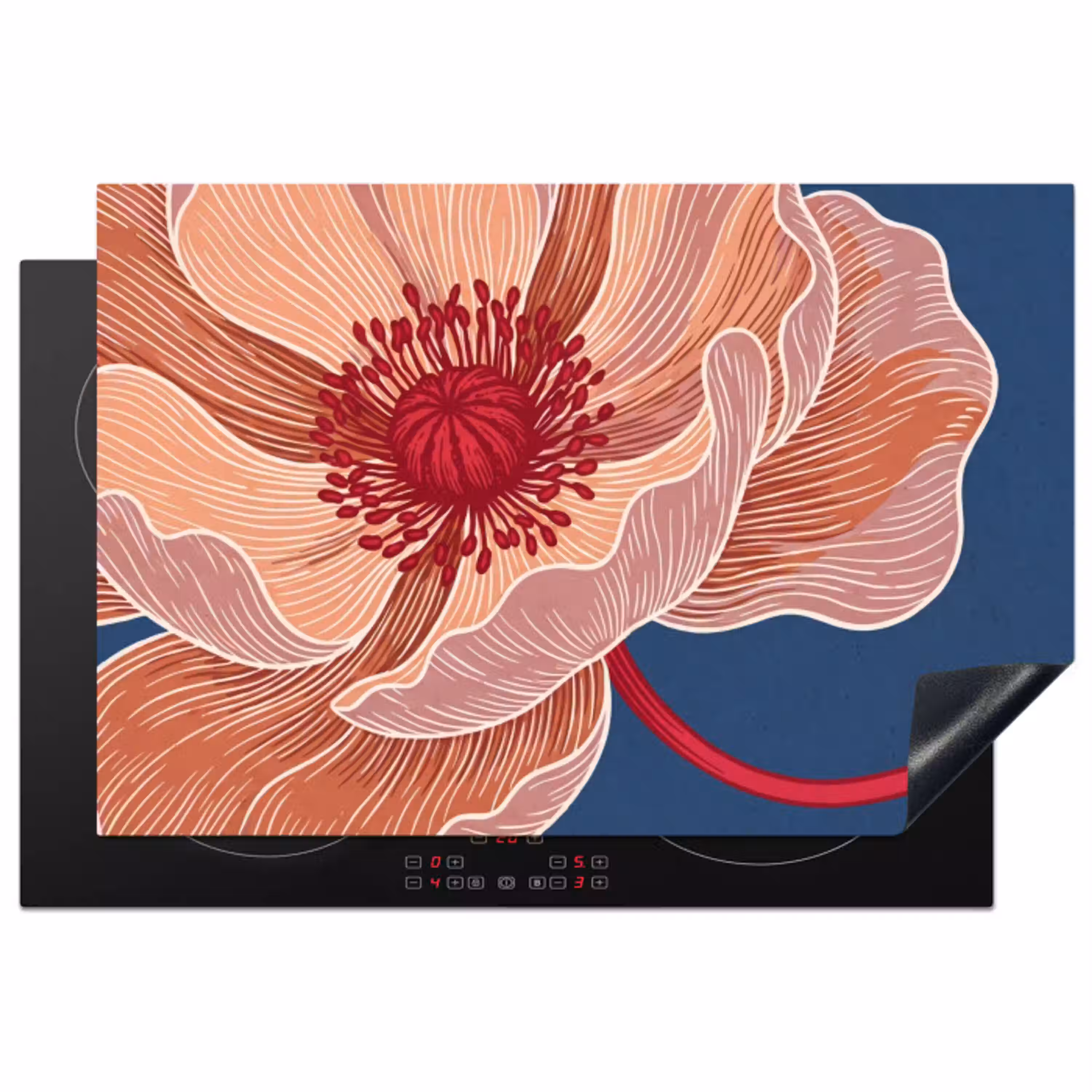 Bloemen - Modern - Abstract Inductie beschermer vinyl 3mm klein -3d