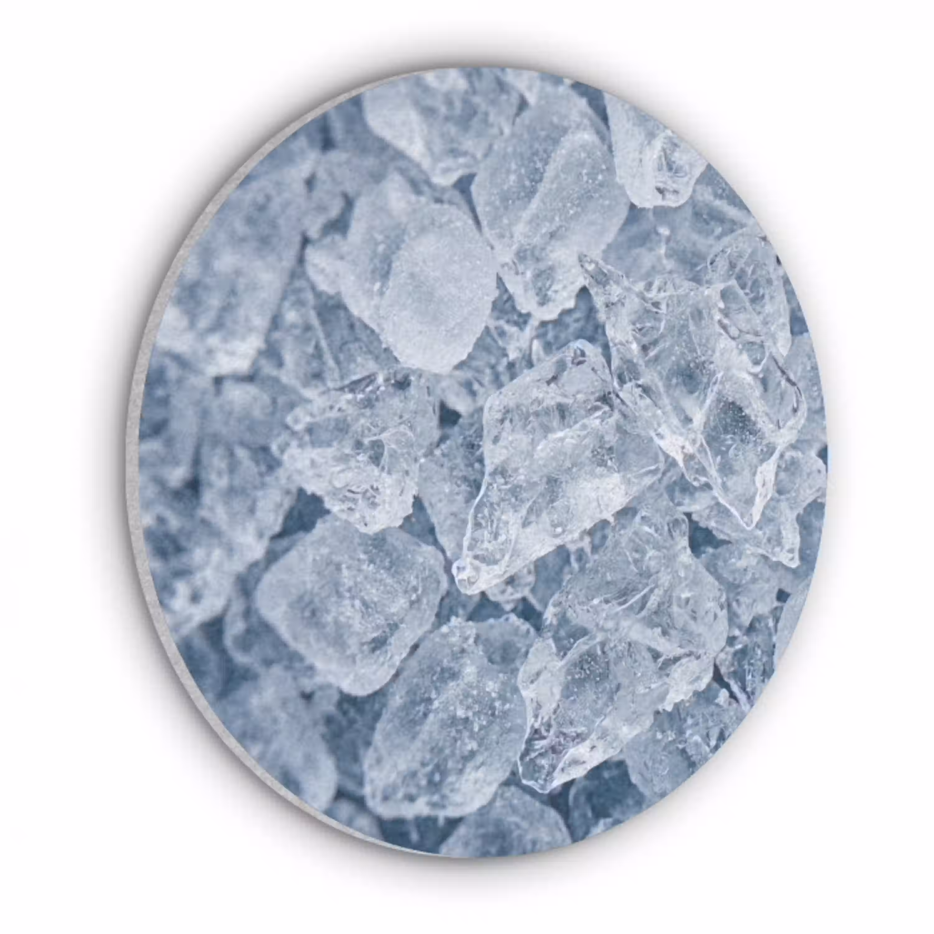 Ijsblokjes - Water - Blauw Akoestische PET Vilt - Rond klein -3d
