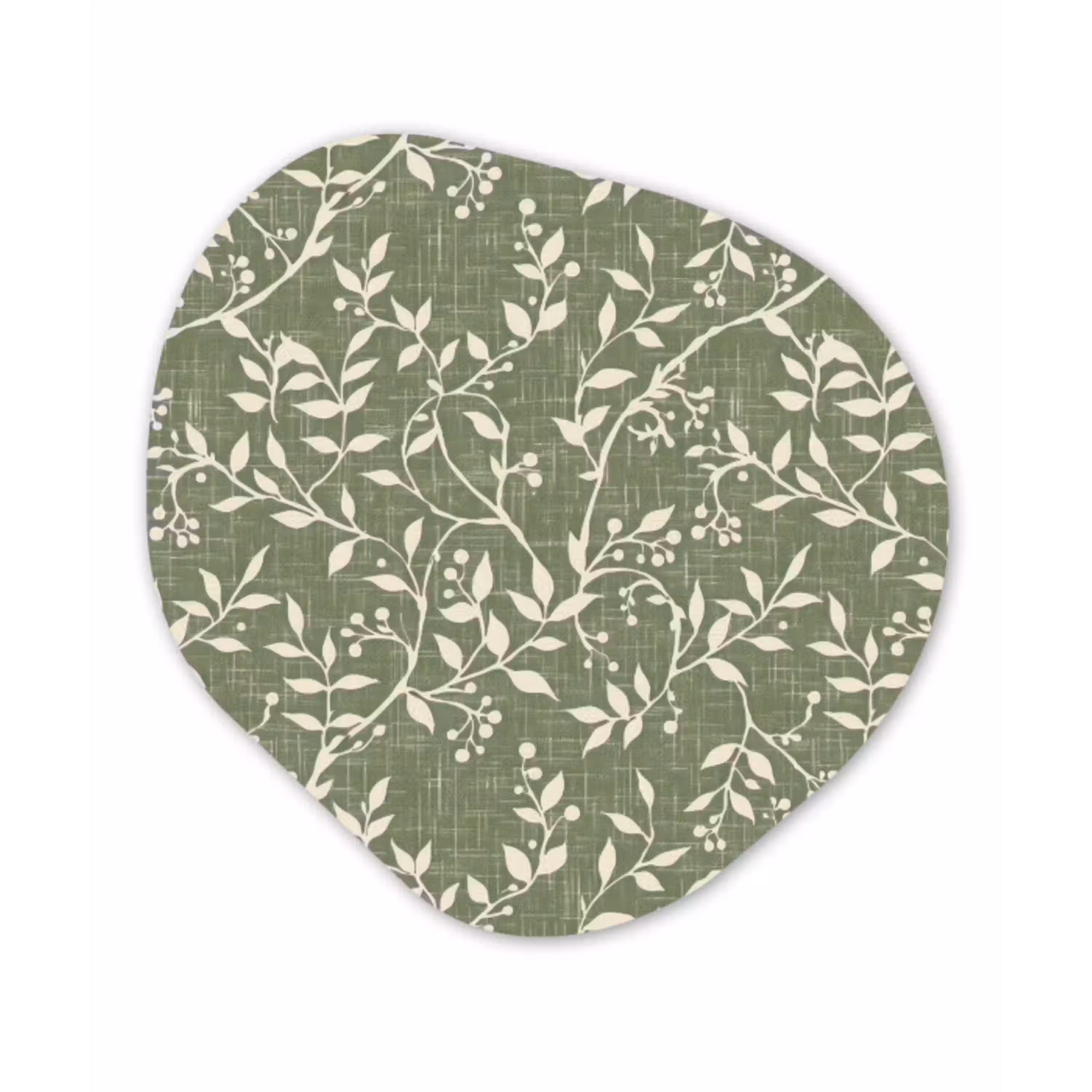 Saliegroen - Botanisch - Takken - Besjes - Linnen - Patroon Wandcirkel Organisch Forex 3mm klein 629 -3d