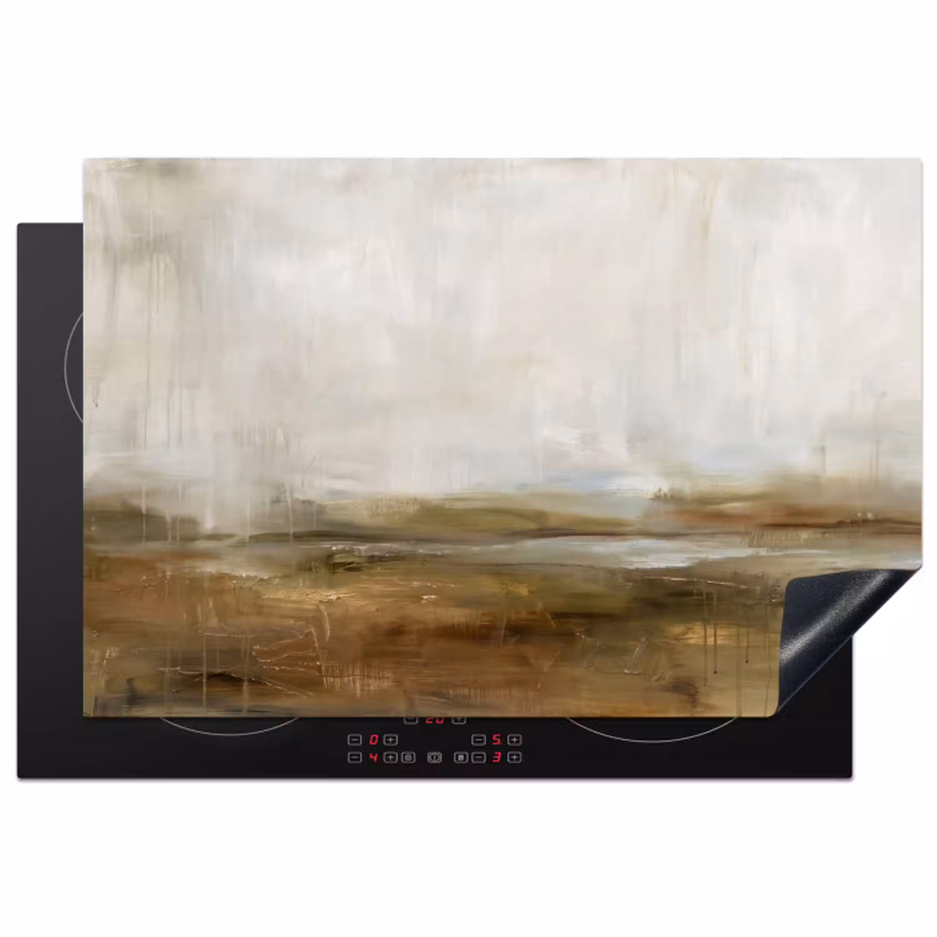 Abstract - Landschap - Natuur - Beige - Bruin Inductie beschermer vinyl 3mm klein -3d