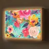Bloemen - Olieverf - Kleurrijk - Natuur Light Box met batterij (Wandlamp) middel -z3d_website