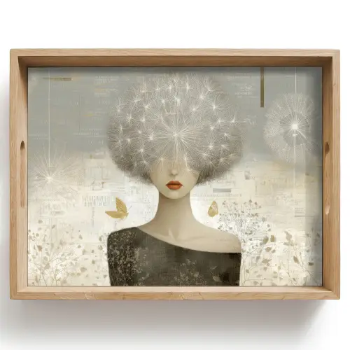Pluis - Vrouw - Beige Dienblad Rechthoek middel -z3d_shopping