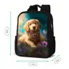 Puppy - Bloemenkrans - Vlinder - Hond - Golden retriever Rugzak - Zwart middel -productfoto_formaten