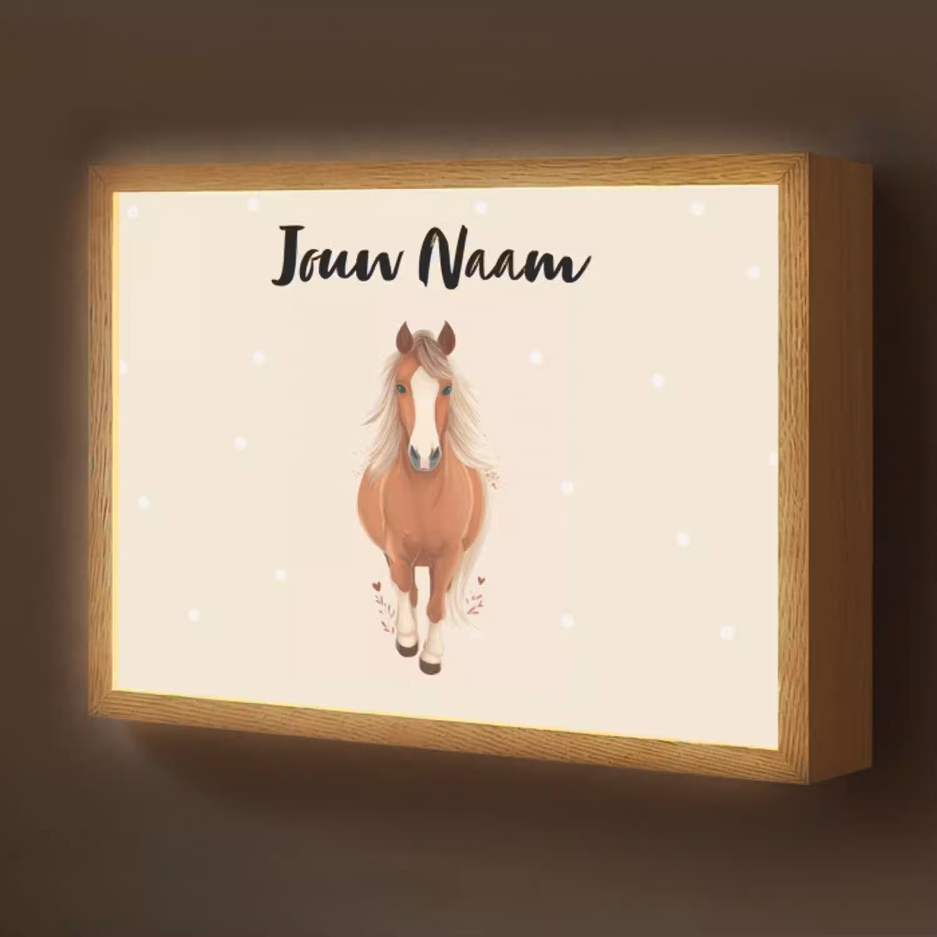 Paard - Galop - Bruin - Stippen Light Box met batterij (Wandlamp kind) middel -z3d_website