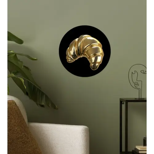 Croissant - Brood - Goud - Zwart Wandcirkel behangsticker klein -sfeer2