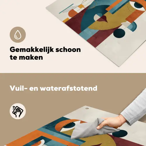 Geometrisch - Strakke vormen - Kleurrijk Inductie beschemer met haakjes middel -ky-schoon-nl