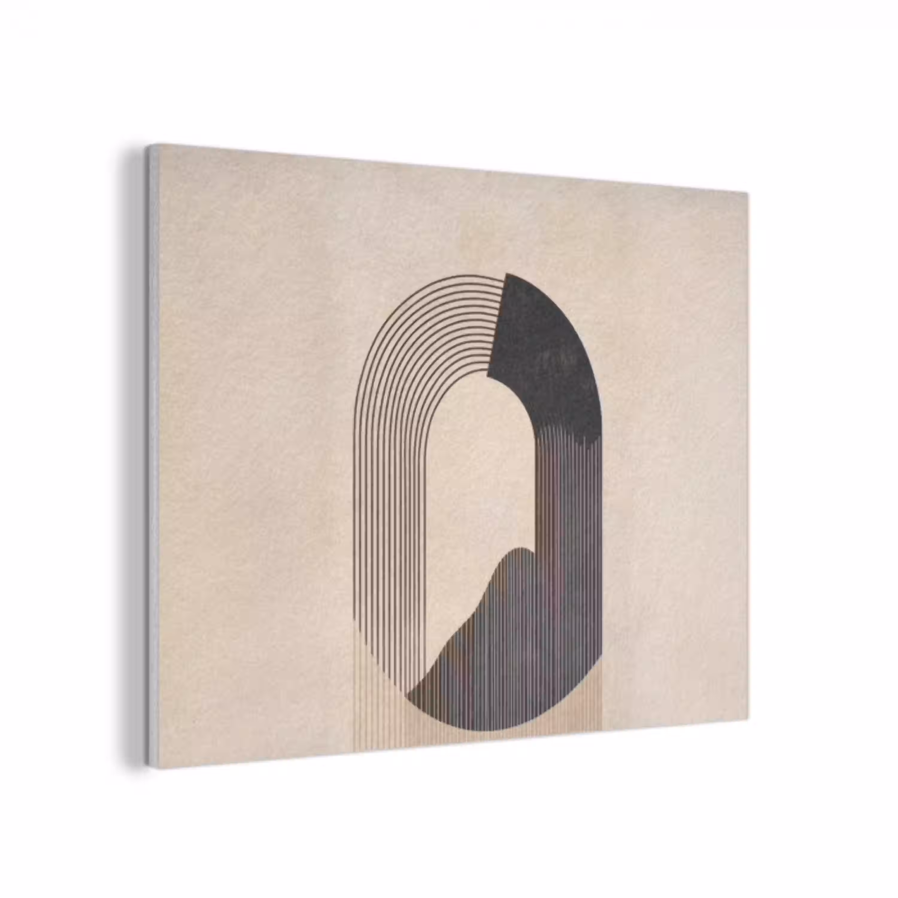 Grafisch gebogen motief - Beige PET vilt klein -3d