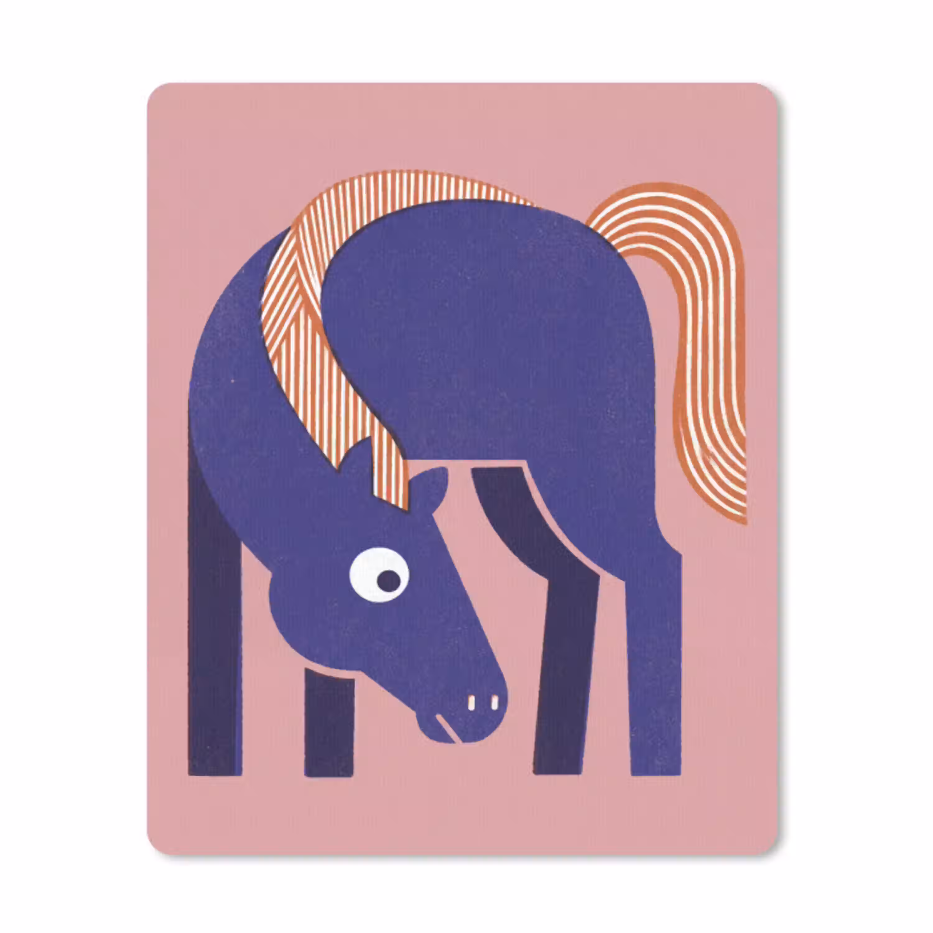 Paard - Abstract - Dieren - Modern - Blauw muismat rubber klein -3d