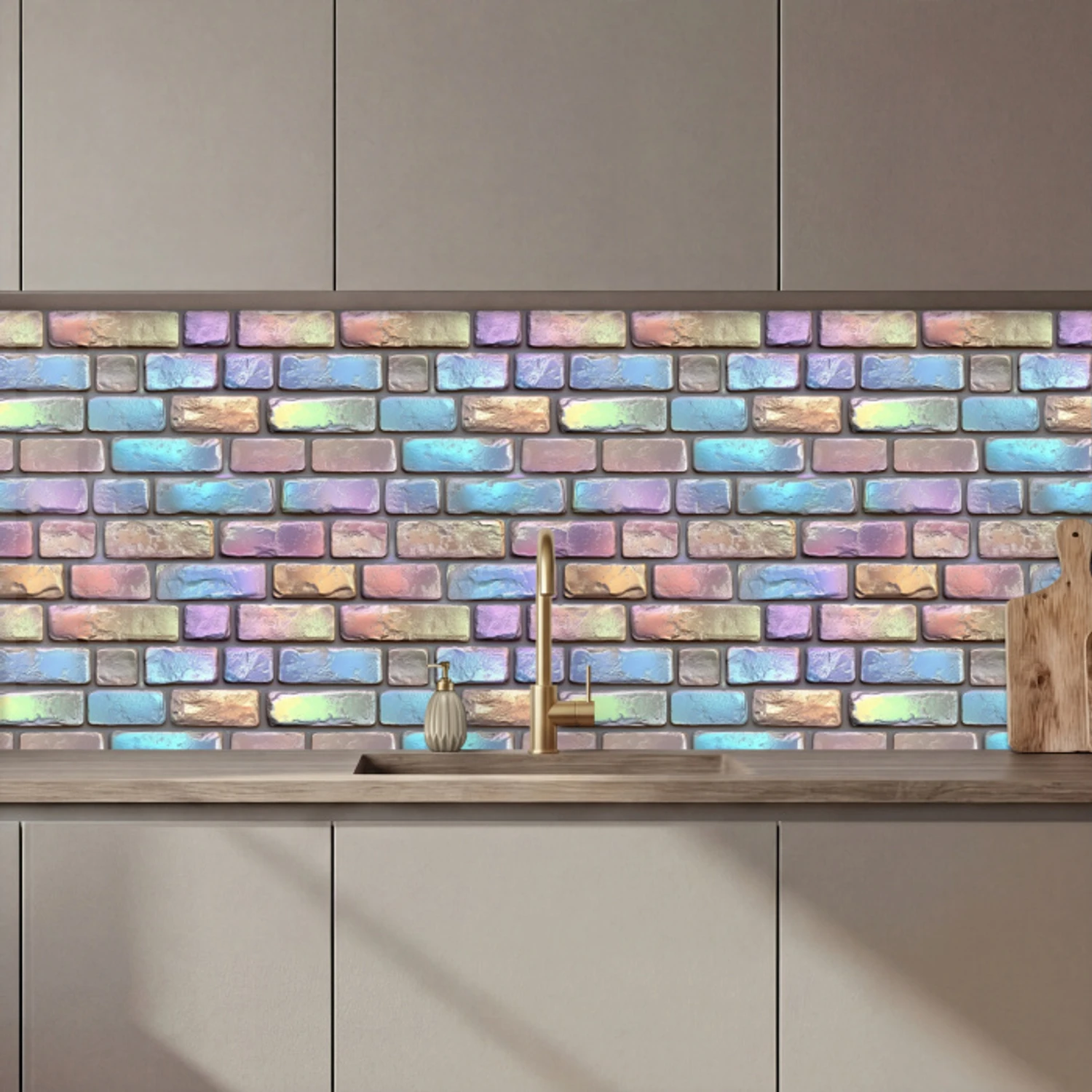 Stenen - Regenboog - Metallic keuken achterwand 2 middel 871 zz_3dshopping