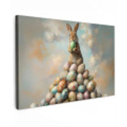 Konijn - Eieren - Kleurrijk Tuinposter op houten frame 2 cm dik klein -3d