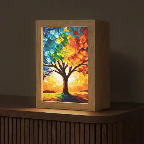 Boom - Kunst - Natuur - Zonsondergang Light Box met kabel (Tafellamp) klein -z3d_website