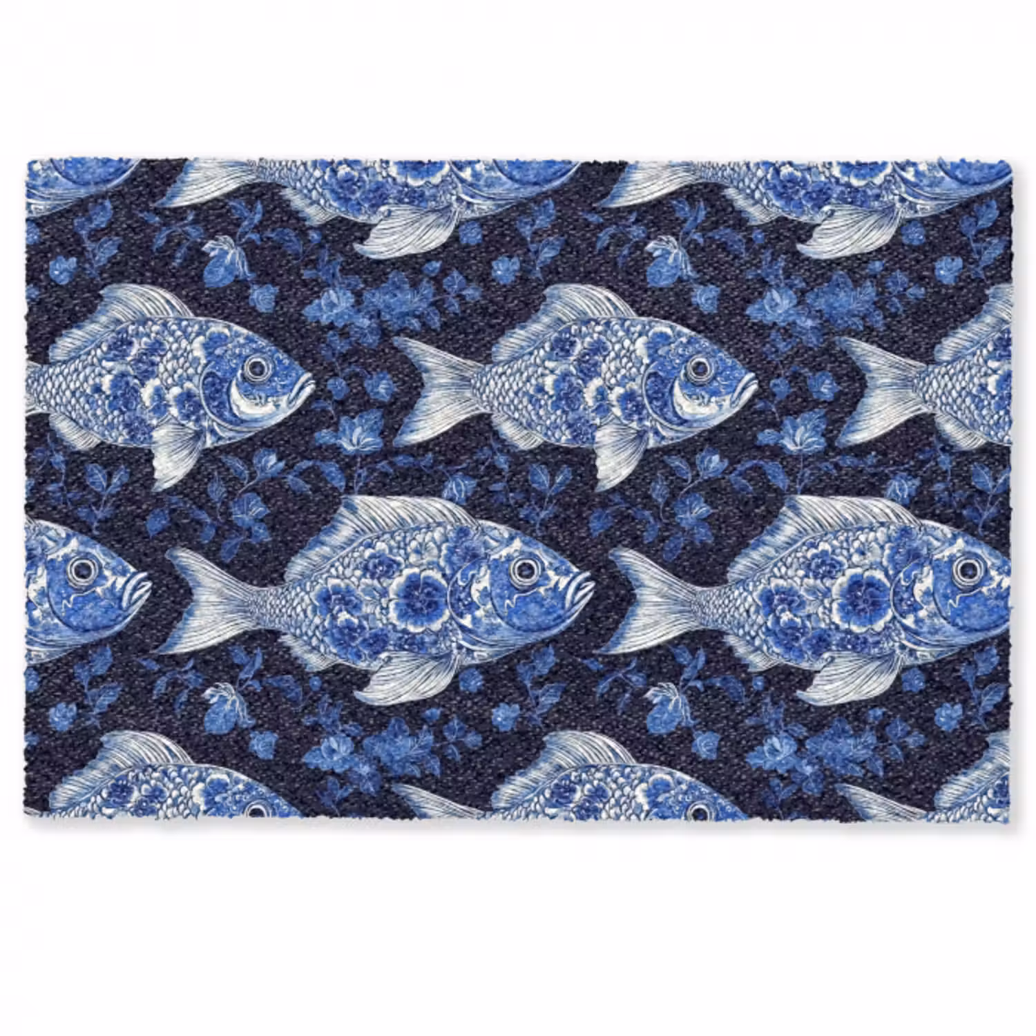 Fußmatte - Fische - Blumen - Blau