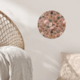 Bloemen - Klassiek - Roze Wandcirkel behangsticker klein 186 -sfeer4