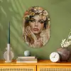 Vrouw - Bloemen  - Goud - Portret Wandcirkel Ovaal Forex klein -sfeer2