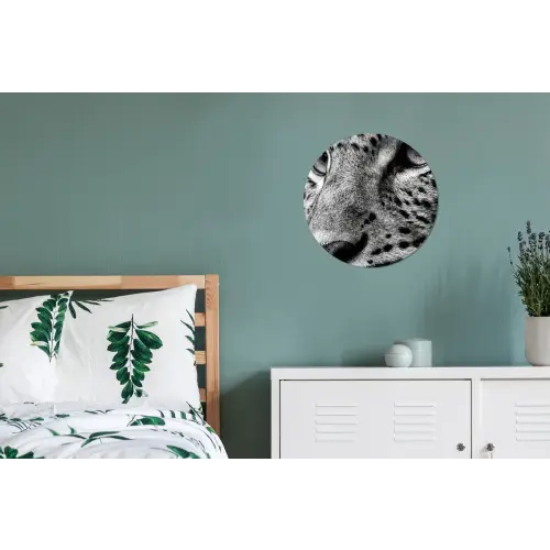 Luipaard - Zwart - Wit - Oog Wandcirkel aluminium klein -slaapkamer