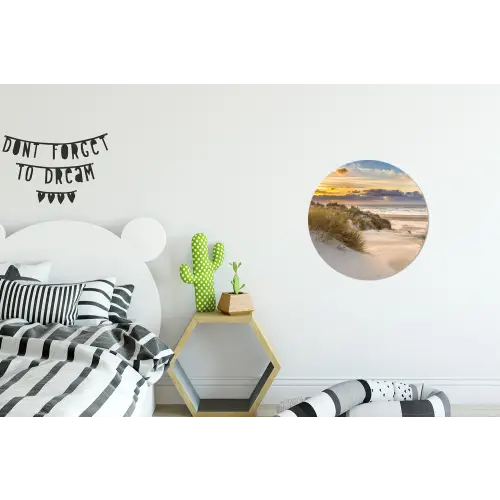 Strand - Duin - Gras - Zonsondergang - Zee Wandcirkel aluminium klein -kinderkamer
