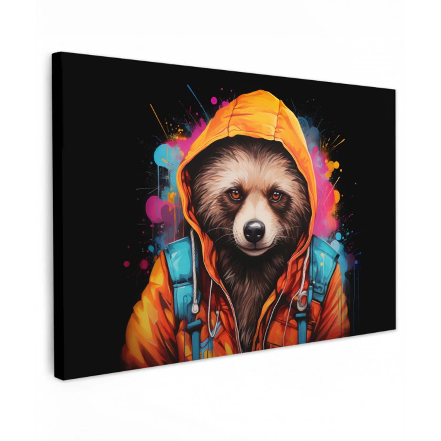 Graffiti - Wasbeer - Jas - Zwart canvas 2cm klein -z3d