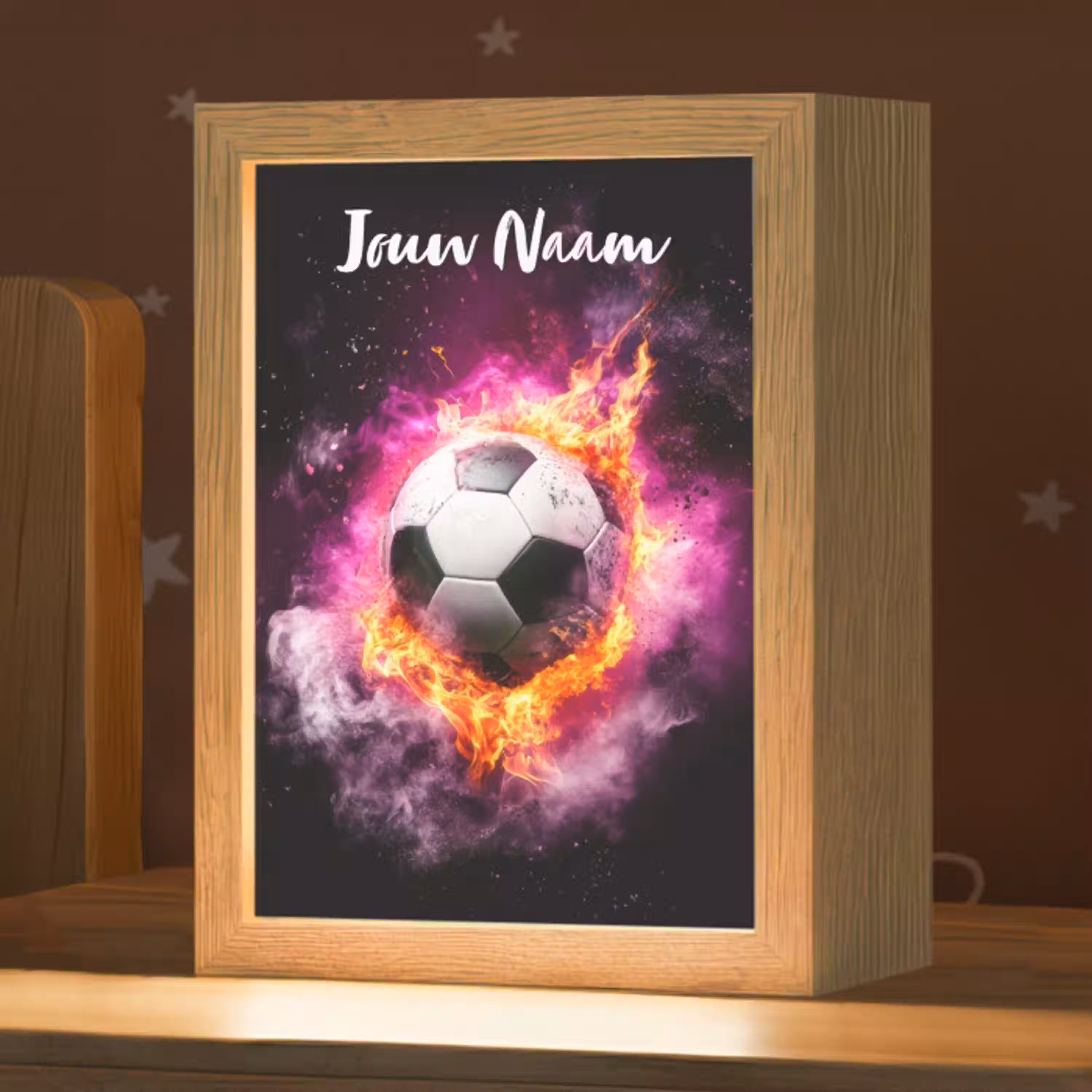Voetbal - Roze - Vuur Light Box met kabel (Kinderlampje) klein -zzz_3d_website