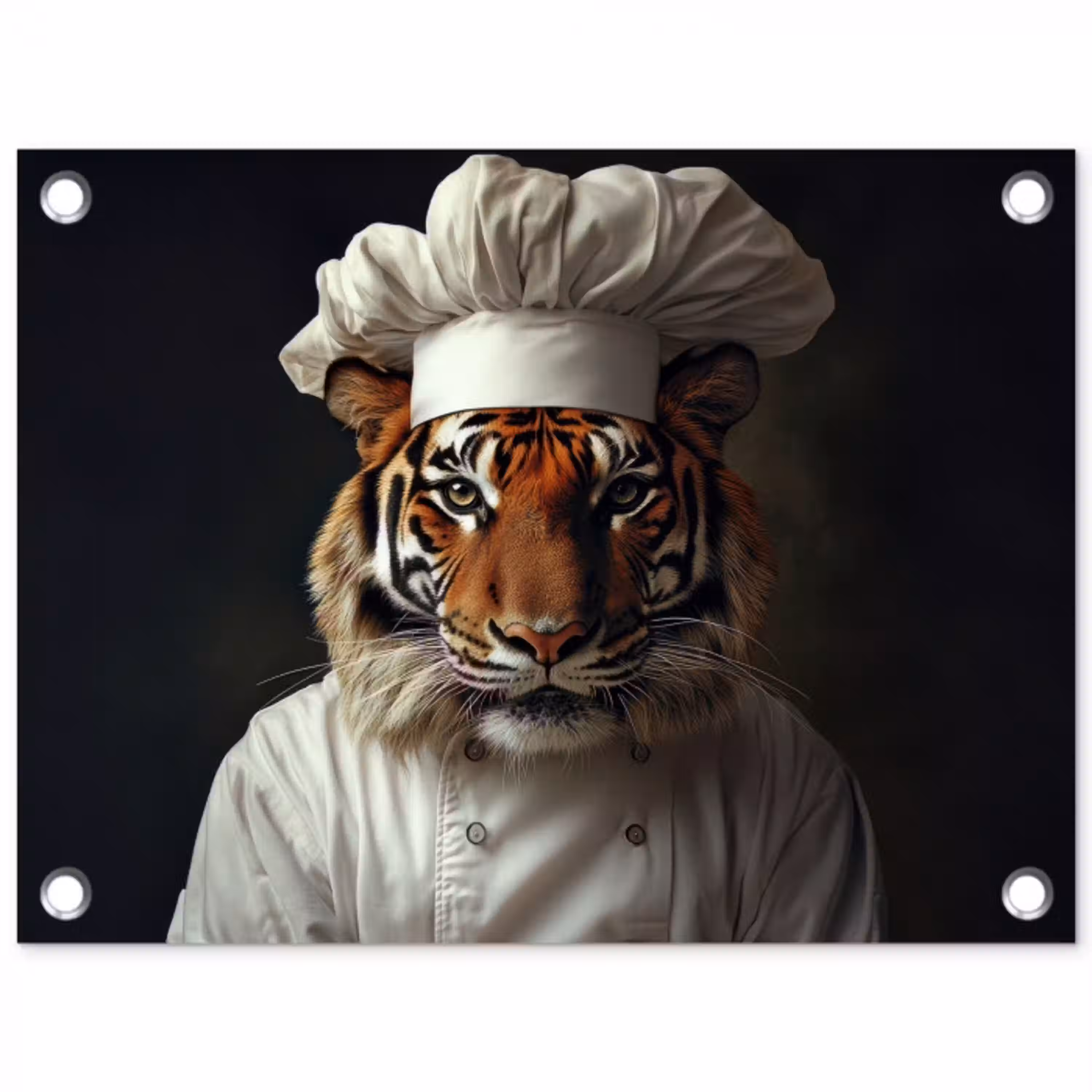 Tijger - Kokskleding - Bruin tuinposter los doek klein -3d