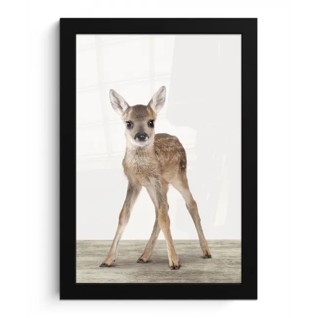 Hert - Baby hert - Dieren - Meisjes - Jongens - Kinderen fotolijst zwart zonder passe partout klein -3d