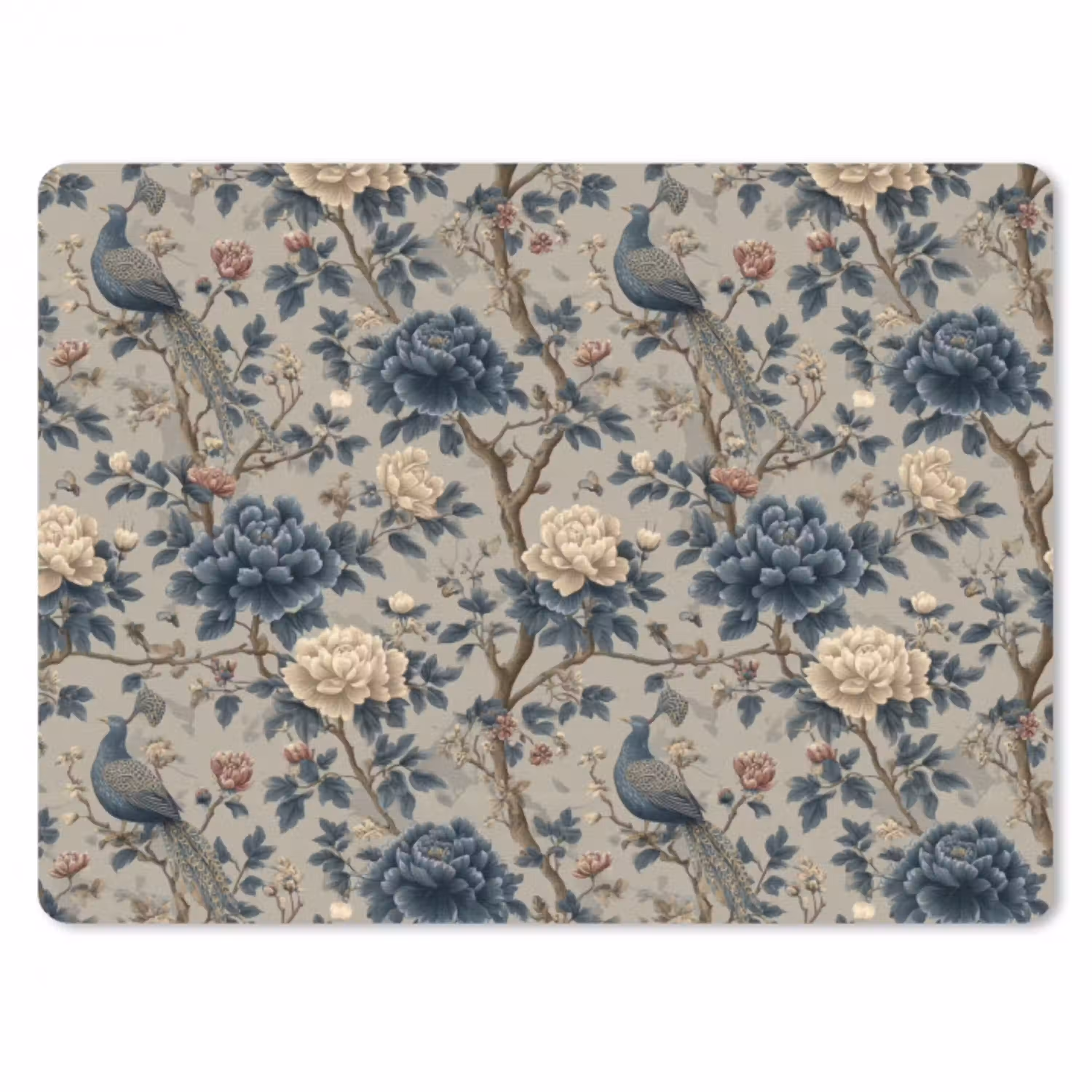 Pauw - Bloemen - Blauw muismat rubber klein 262 -3d