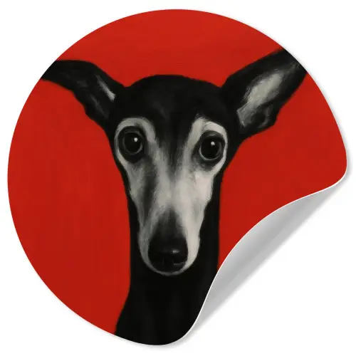 Windhond - Minimalistisch - Rood Wandcirkel behangsticker klein -3d