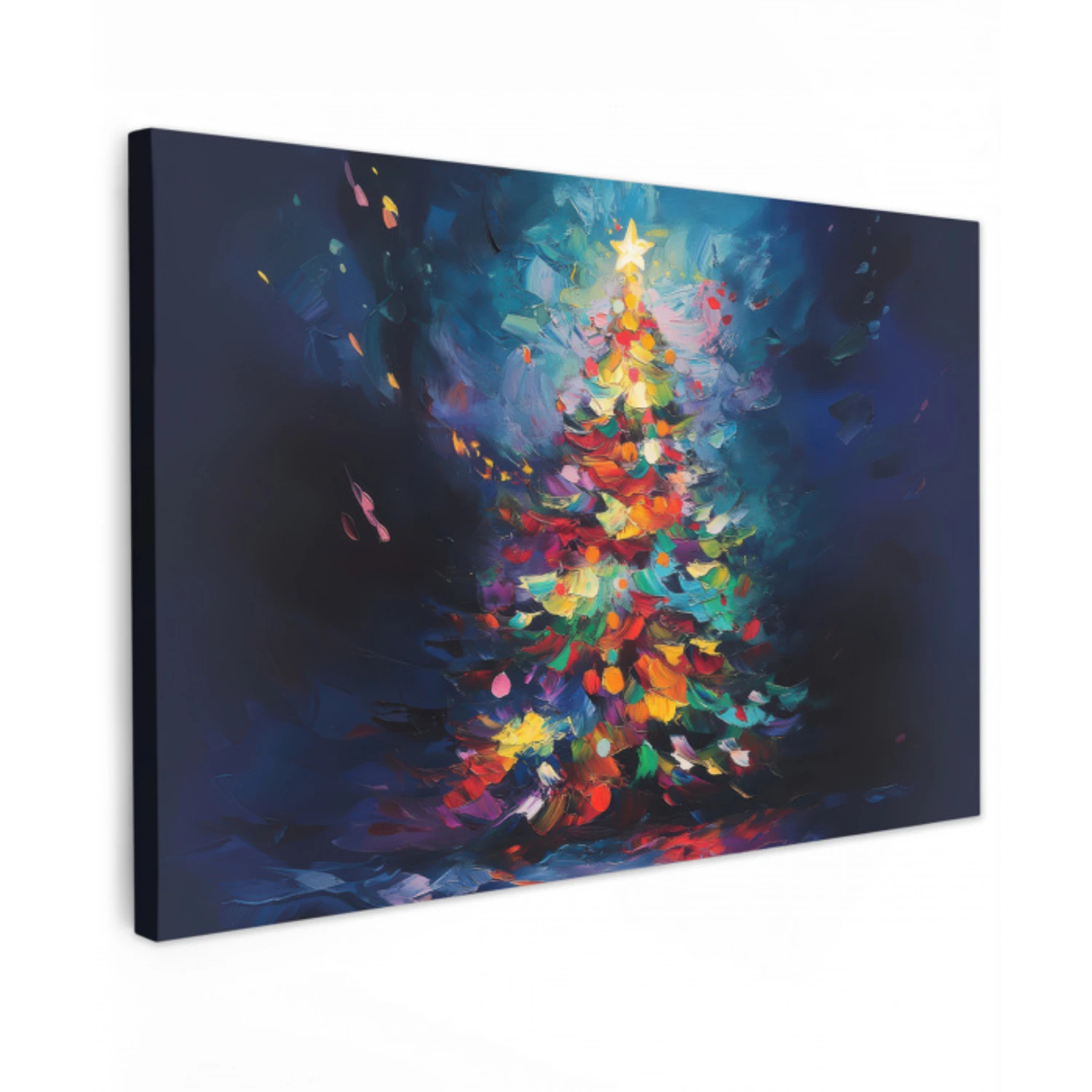 Kerstboom - Kerst - Abstract - Kleurrijk Tuinposter op houten frame 2 cm dik klein -3d