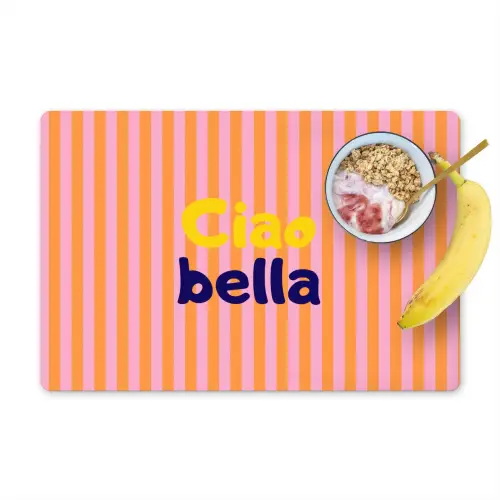 Verticaal - Strepen - Oranje - Ciao bella Placemat vinyl groot -zzzproduct_Kitchenyeah-website