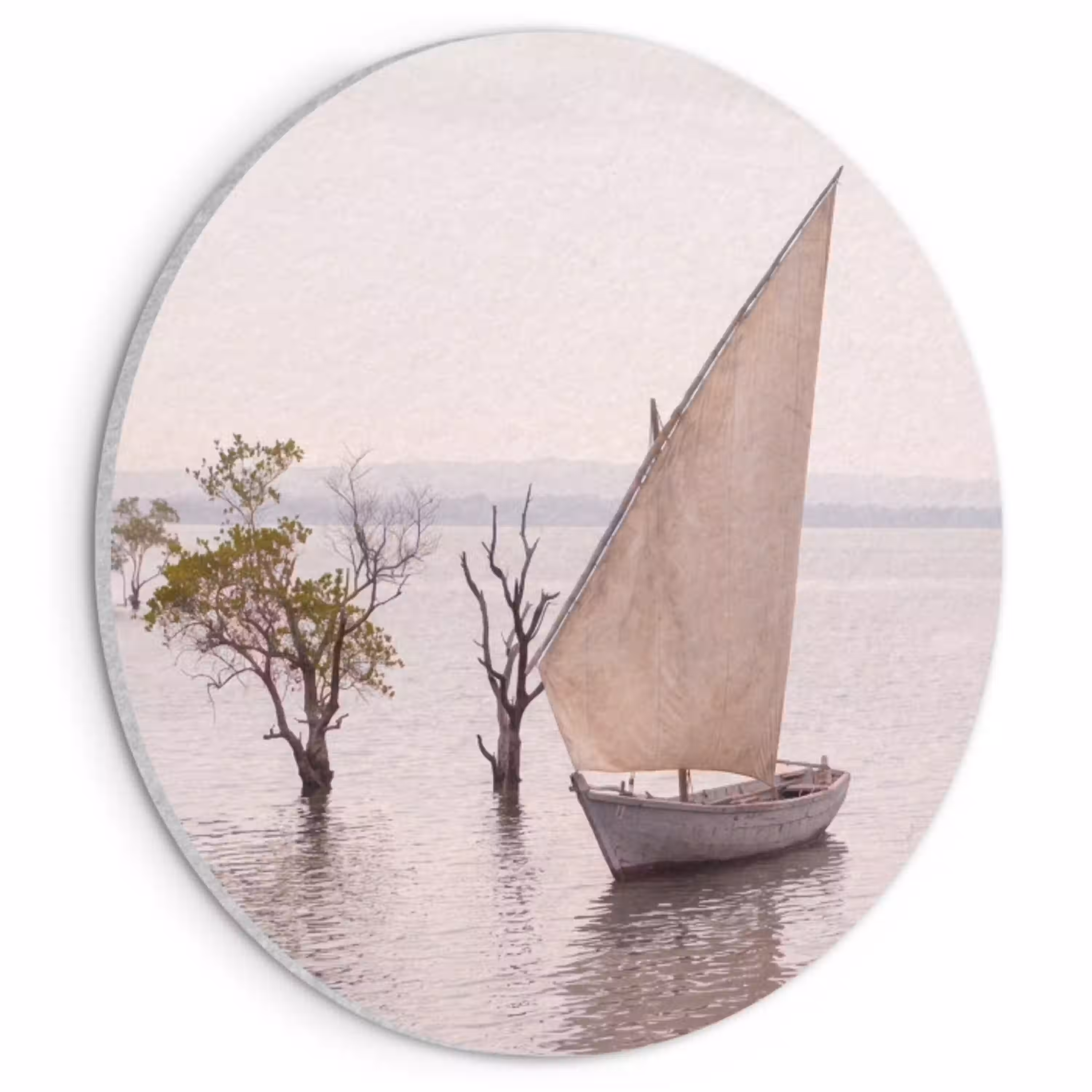 Boot - Zeil - Water - Tropisch - Natuur Akoestische PET Vilt - Rond klein -3d