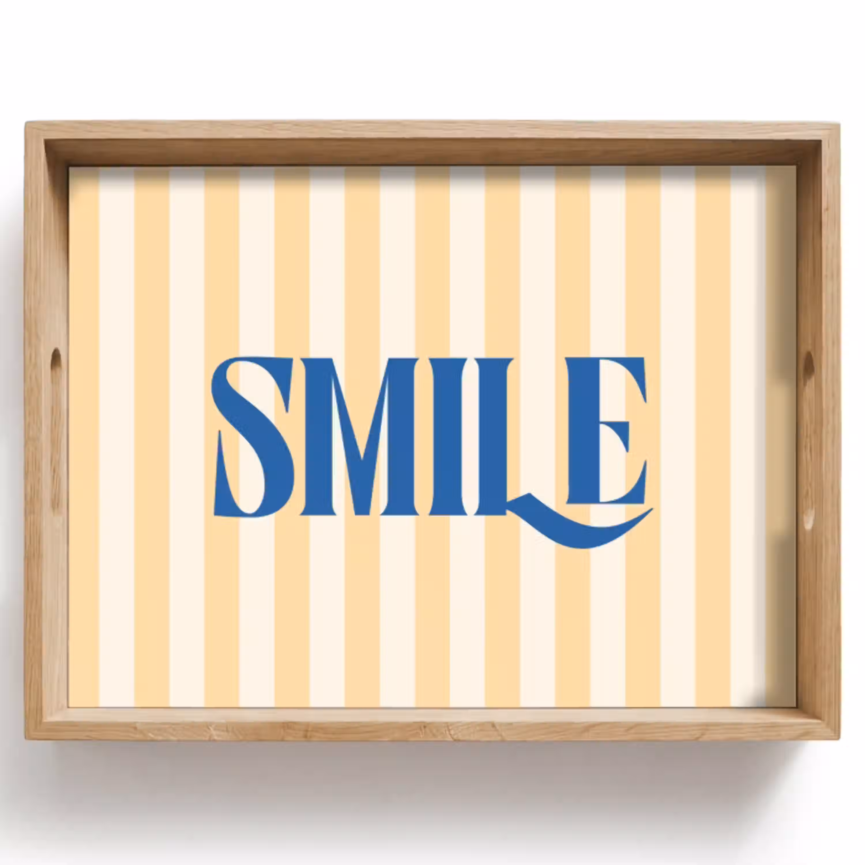 Blauw - Geel - Strepen - Smile Dienblad Rechthoek middel -z3d_shopping