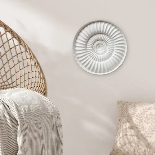 Schelp - Spiraal - Wit Wandcirkel kunststof plaat 5mm dik klein -sfeer5