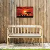 Savanne - Olifanten - Zonsondergang Tuinposter op houten frame 2 cm dik klein -sfeer4